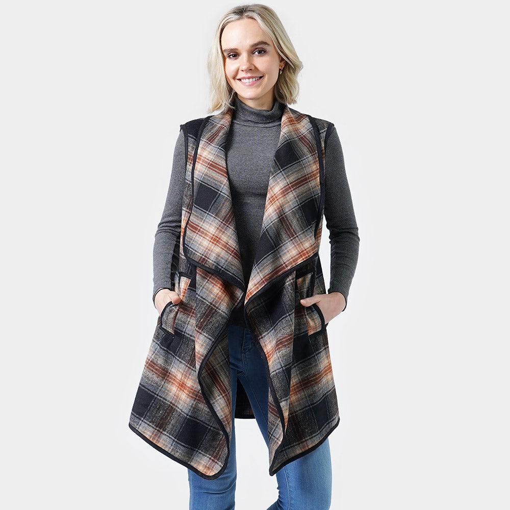 Black Plaid Check Vest With Pocket - Jewelry Store by Erik Rayo