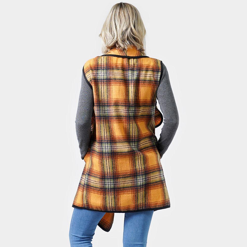 Mustard Plaid Check Vest With Pocket - Jewelry Store by Erik Rayo