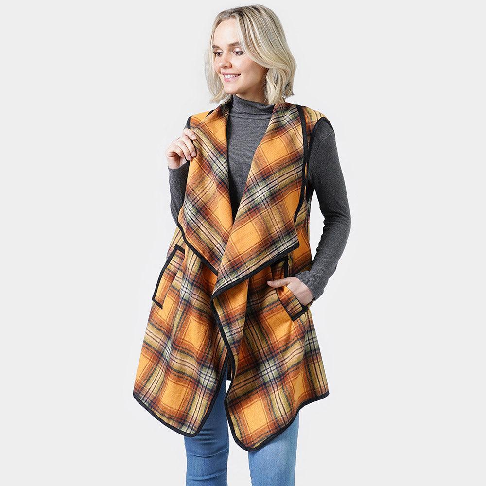 Mustard Plaid Check Vest With Pocket - Jewelry Store by Erik Rayo