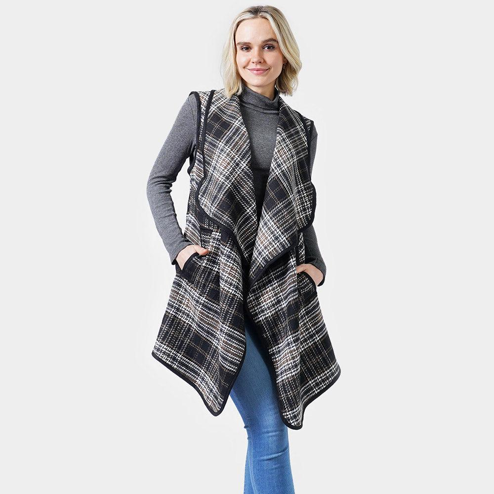 Black Plaid Check Vest With Pocket - Jewelry Store by Erik Rayo