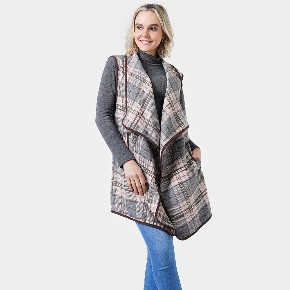 Gray Plaid Check Vest With Pocket - Jewelry Store by Erik Rayo