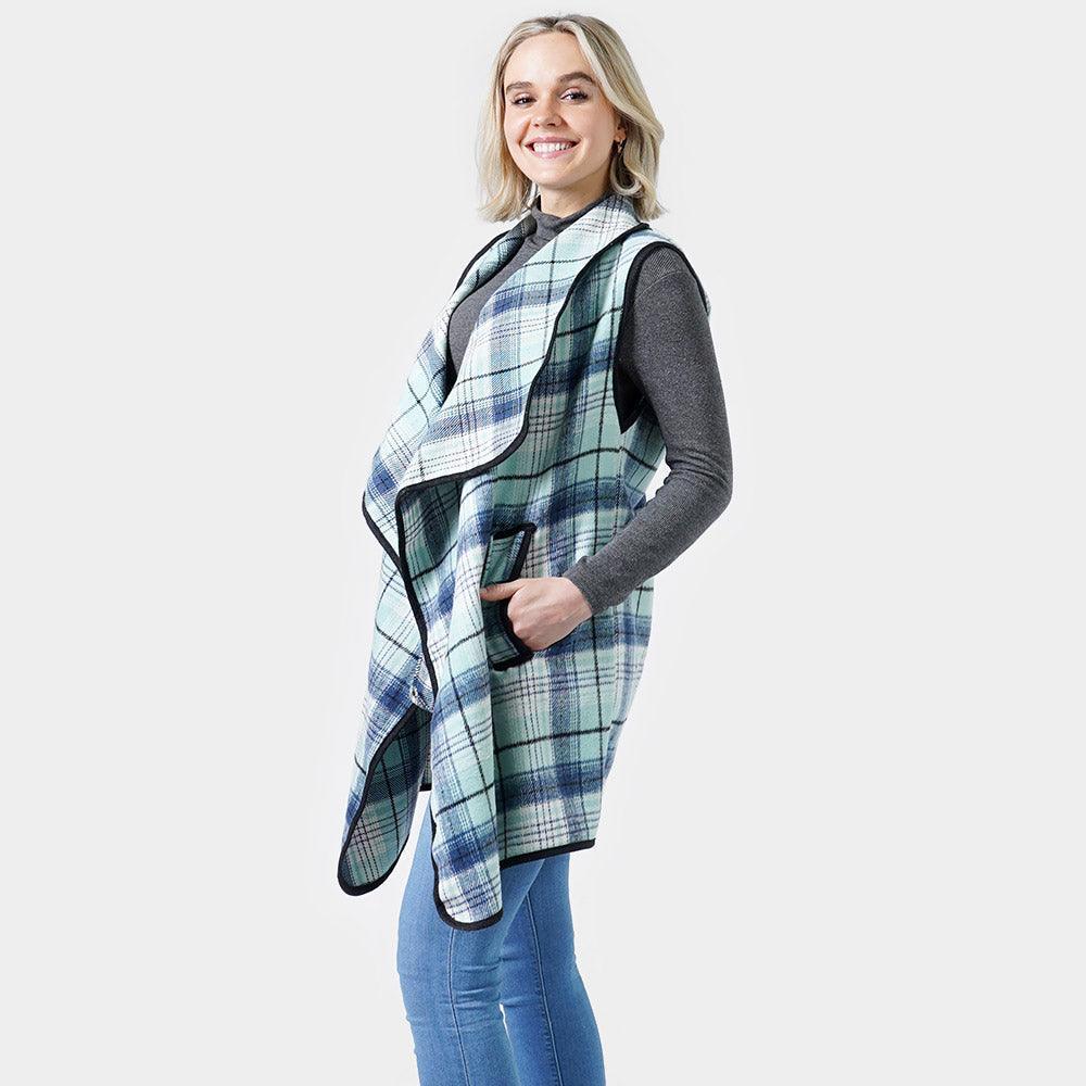 Mint Plaid Check Vest With Pocket - Jewelry Store by Erik Rayo