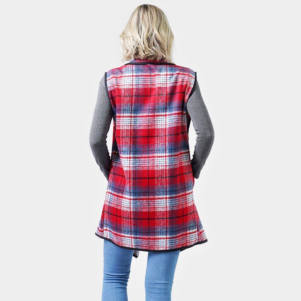 Red Plaid Check Vest With Pocket - Jewelry Store by Erik Rayo