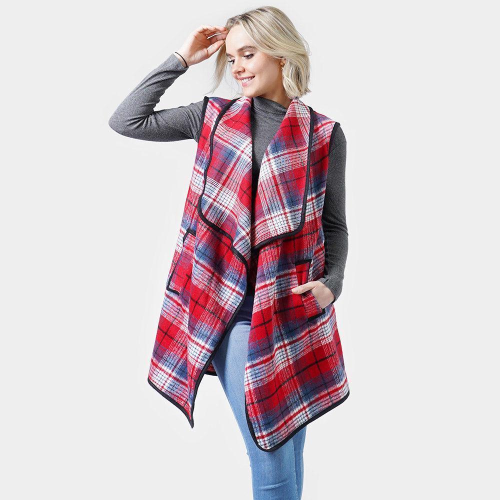 Red Plaid Check Vest With Pocket - Jewelry Store by Erik Rayo