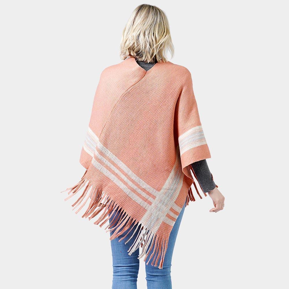 Coral Knit Poncho With Tassel - Jewelry Store by Erik Rayo