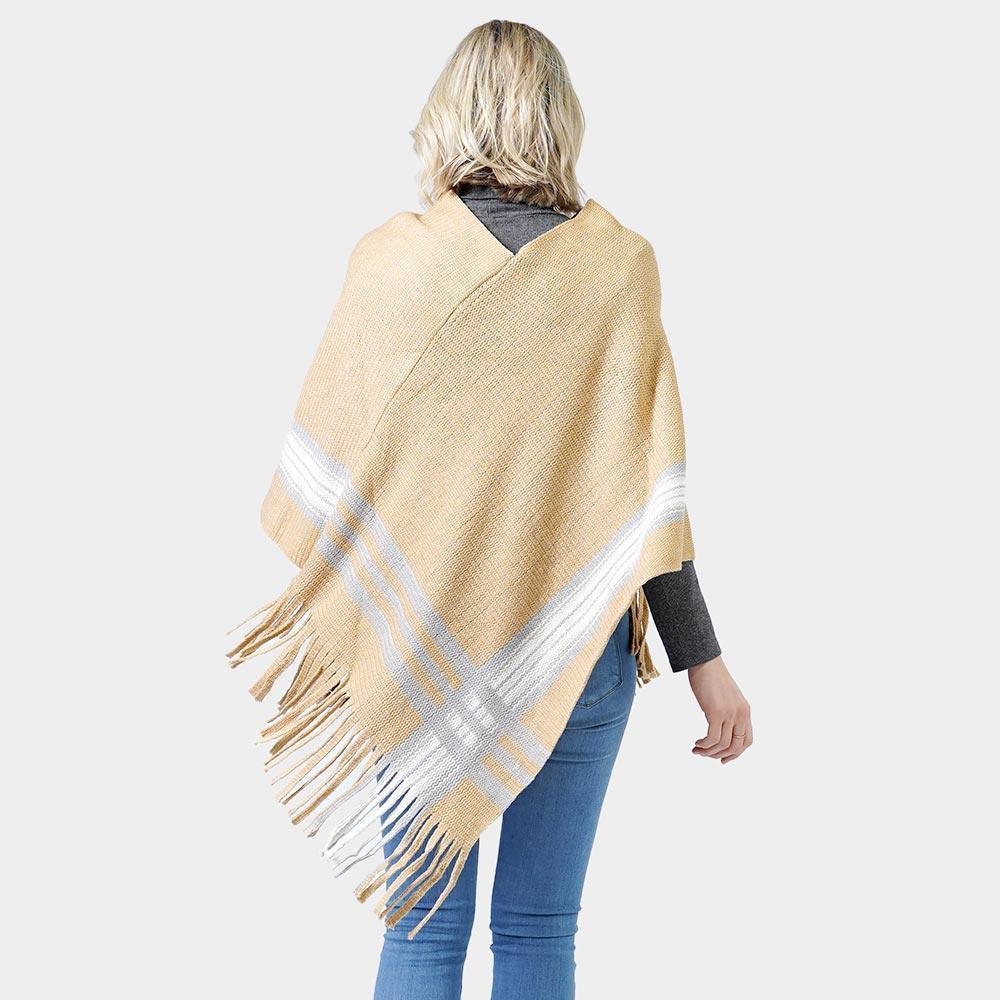 Taupe Knit Poncho With Tassel - Jewelry Store by Erik Rayo