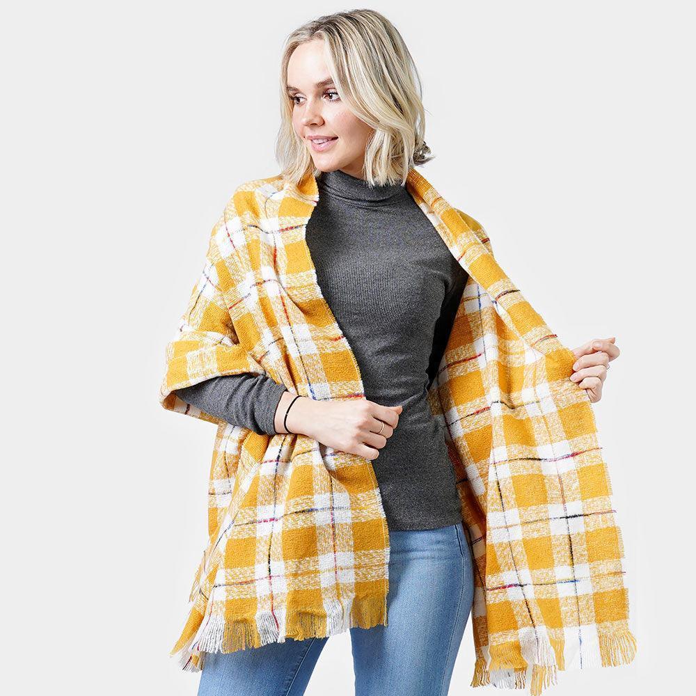 Mustard Plaid Check Oblong Scarf - Jewelry Store by Erik Rayo