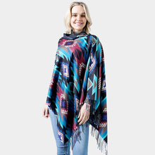 Load image into Gallery viewer, Black Western Doublesided Shawl/Poncho
