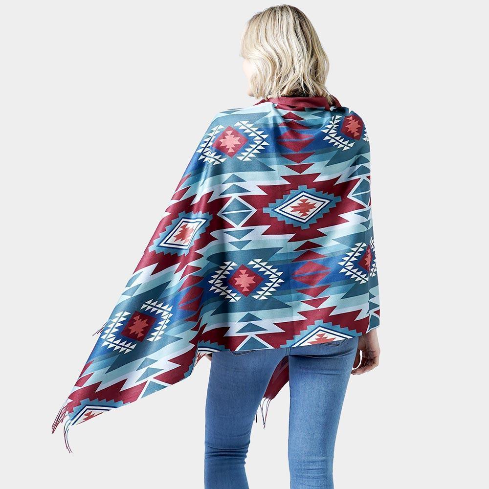 Burgundy Western Doublesided Shawl/Poncho - Jewelry Store by Erik Rayo