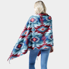 Load image into Gallery viewer, Burgundy Western Doublesided Shawl/Poncho
