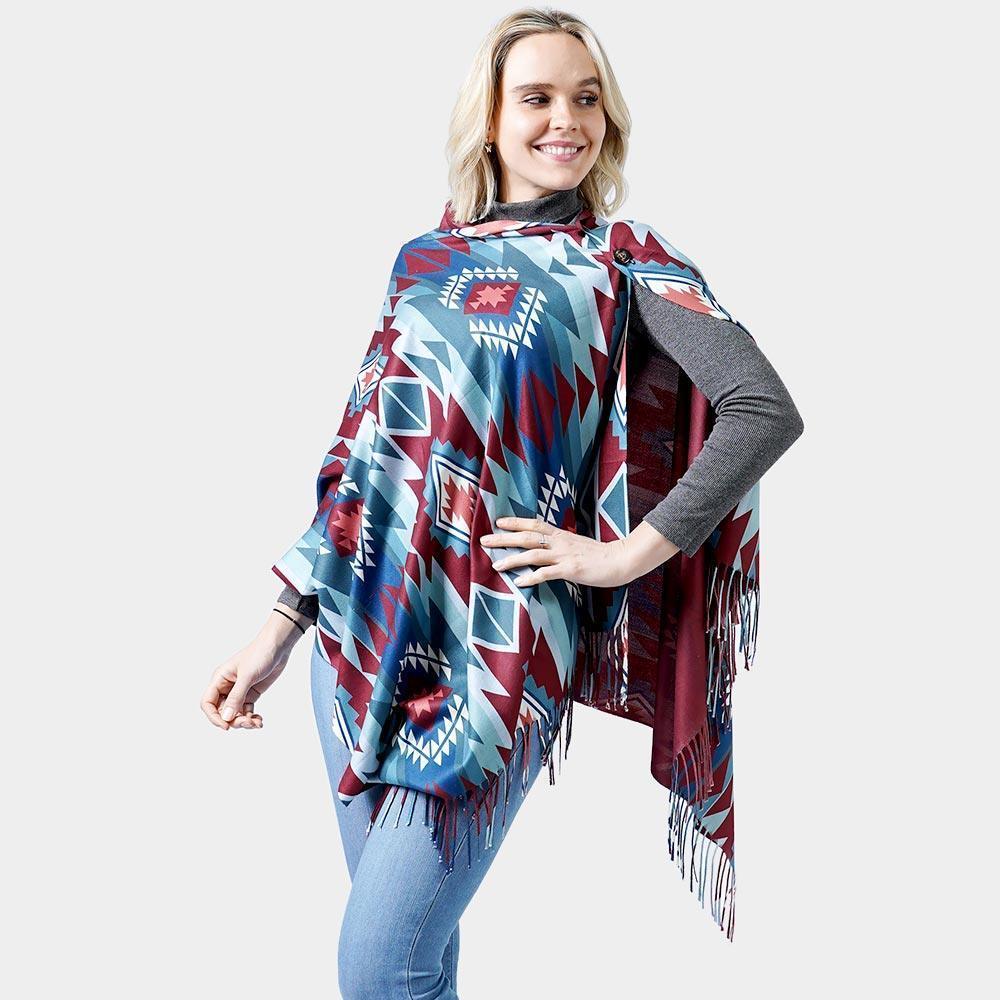 Burgundy Western Doublesided Shawl/Poncho - Jewelry Store by Erik Rayo