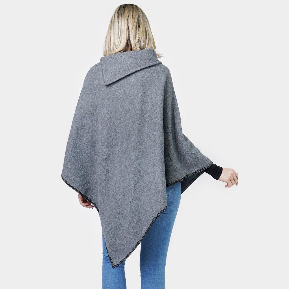 Gray Button Deco Collar Poncho - Jewelry Store by Erik Rayo