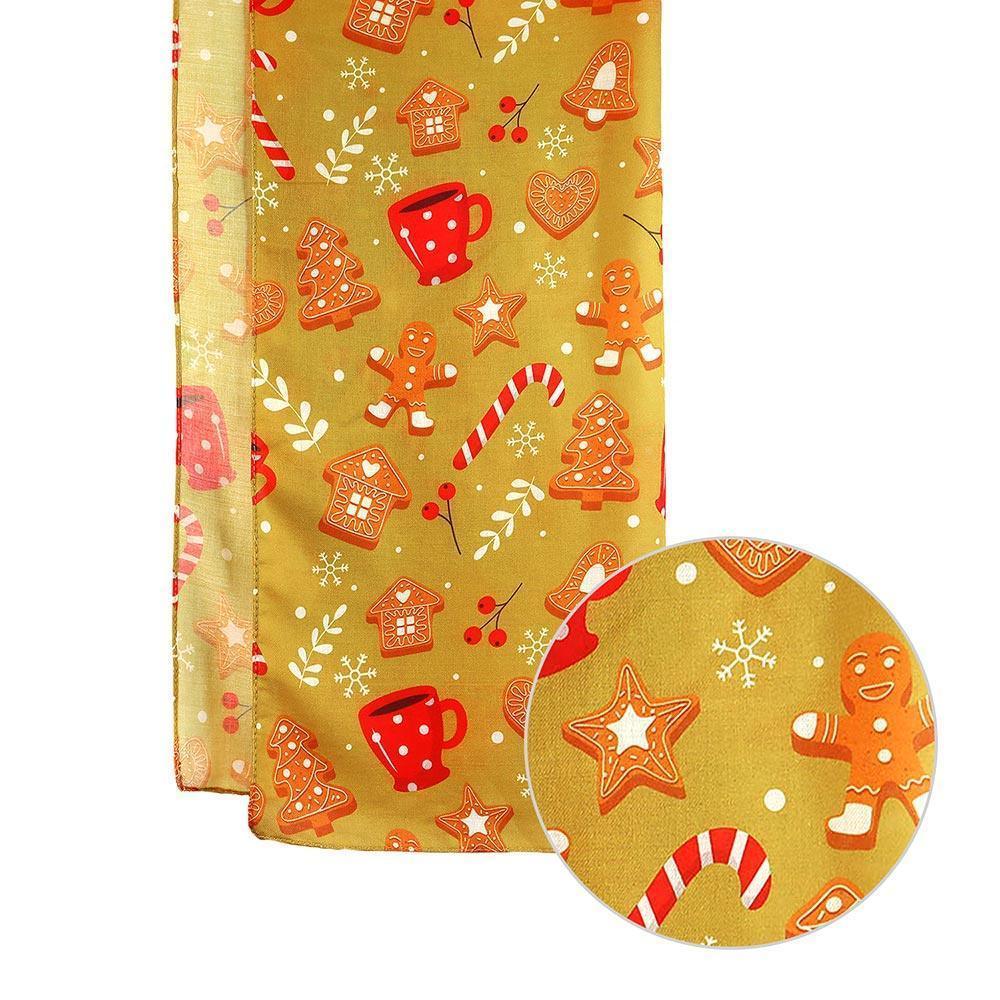 Gold Ginger Bread Cookies Holiday Scarf - Jewelry Store by Erik Rayo