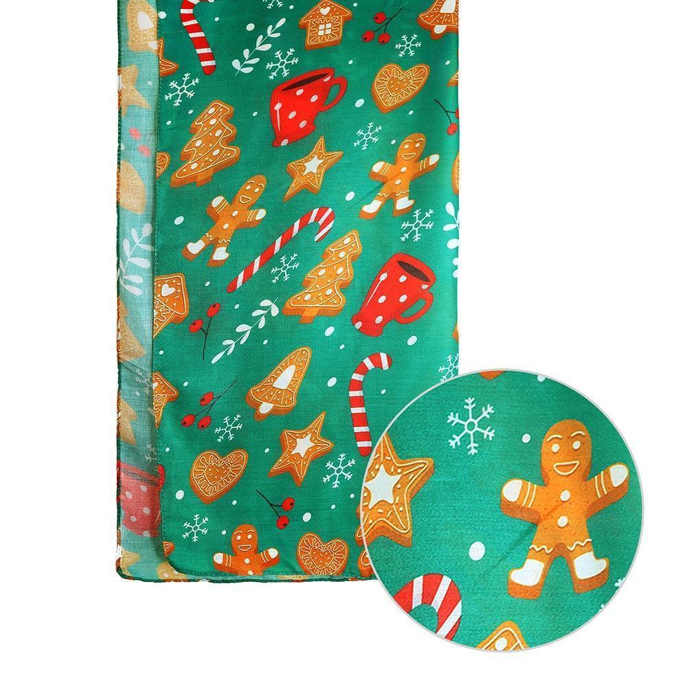 Green Ginger Bread Cookies Holiday Scarf - Jewelry Store by Erik Rayo