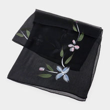 Load image into Gallery viewer, Black Flower Print Square Silk Scarf
