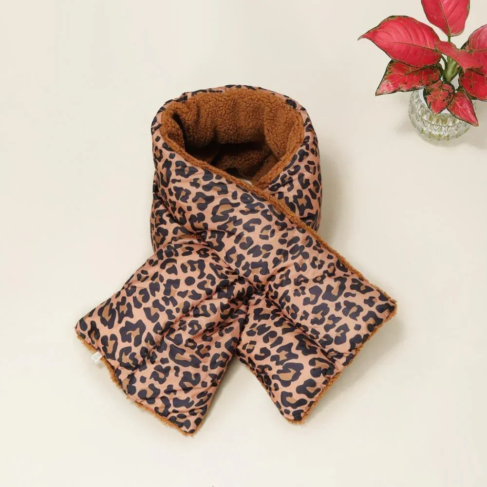 Leopard Patterned Reversible Puffer Sherpa Pull Through Scarf - Jewelry Store by Erik Rayo
