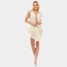 Load image into Gallery viewer, Beige Solid Color Vest Cover Up
