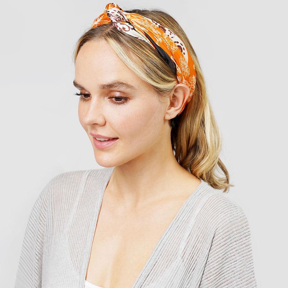 Orange Elephant Paisley Patterned Satin Scarf - Jewelry Store by Erik Rayo