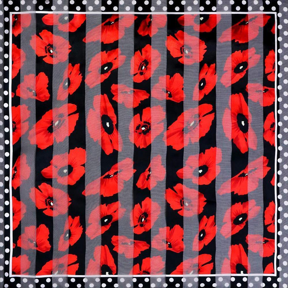 Red Silk Feel Flower Print Square Scarf - Jewelry Store by Erik Rayo