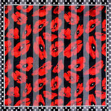 Load image into Gallery viewer, Red Silk Feel Flower Print Square Scarf
