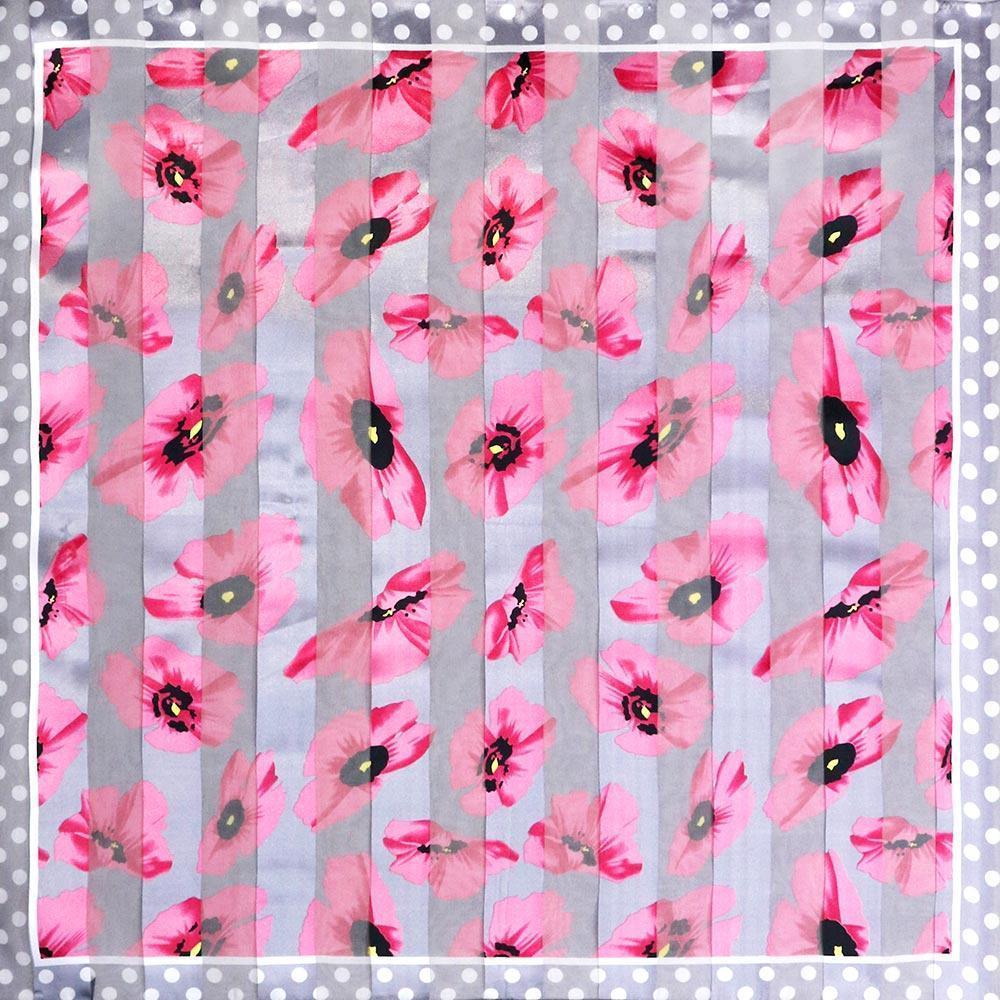 Silver Silk Feel Flower Print Square Scarf - Jewelry Store by Erik Rayo