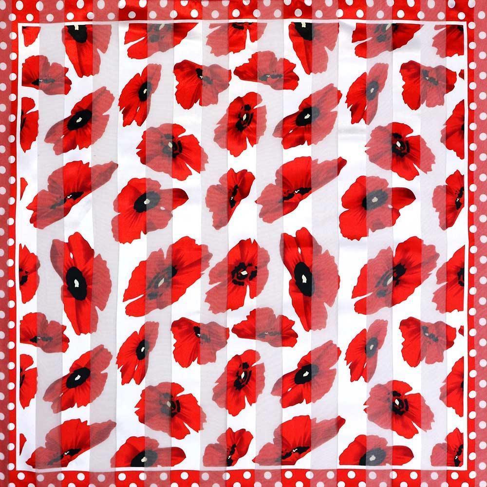 White Silk Feel Flower Print Square Scarf - Jewelry Store by Erik Rayo