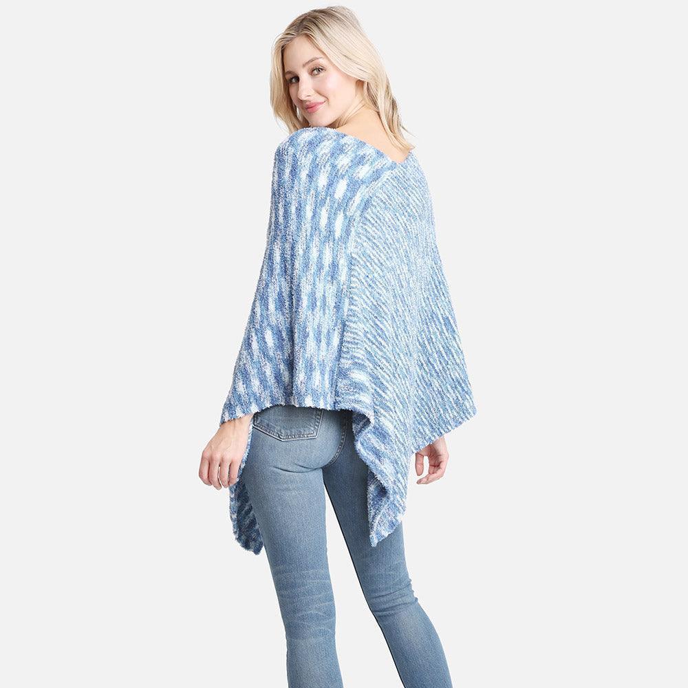Blue Mixed Printed Soft Poncho - Jewelry Store by Erik Rayo