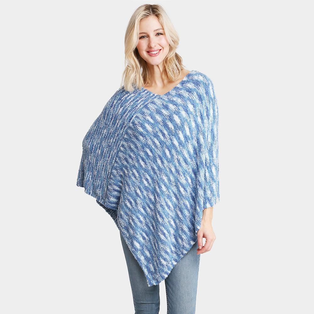 Blue Mixed Printed Soft Poncho - Jewelry Store by Erik Rayo