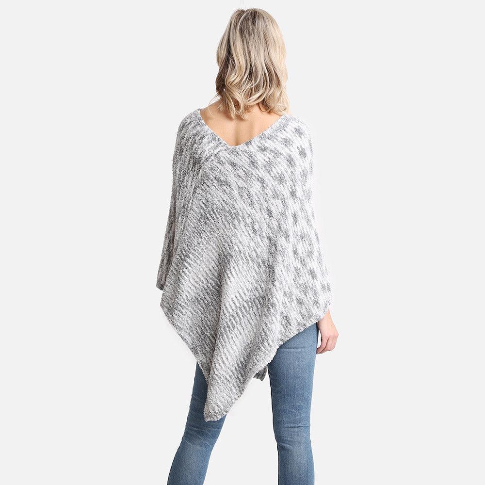 Gray Mixed Printed Soft Poncho - Jewelry Store by Erik Rayo