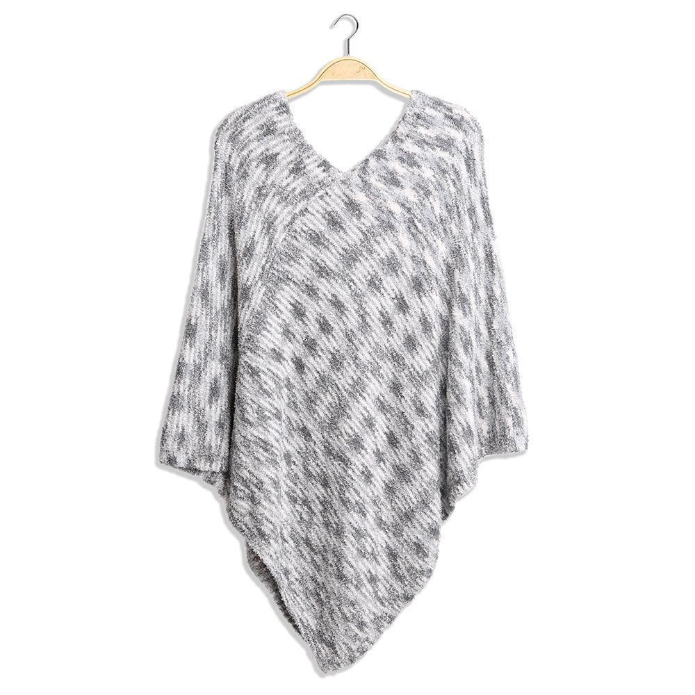 Gray Mixed Printed Soft Poncho - Jewelry Store by Erik Rayo