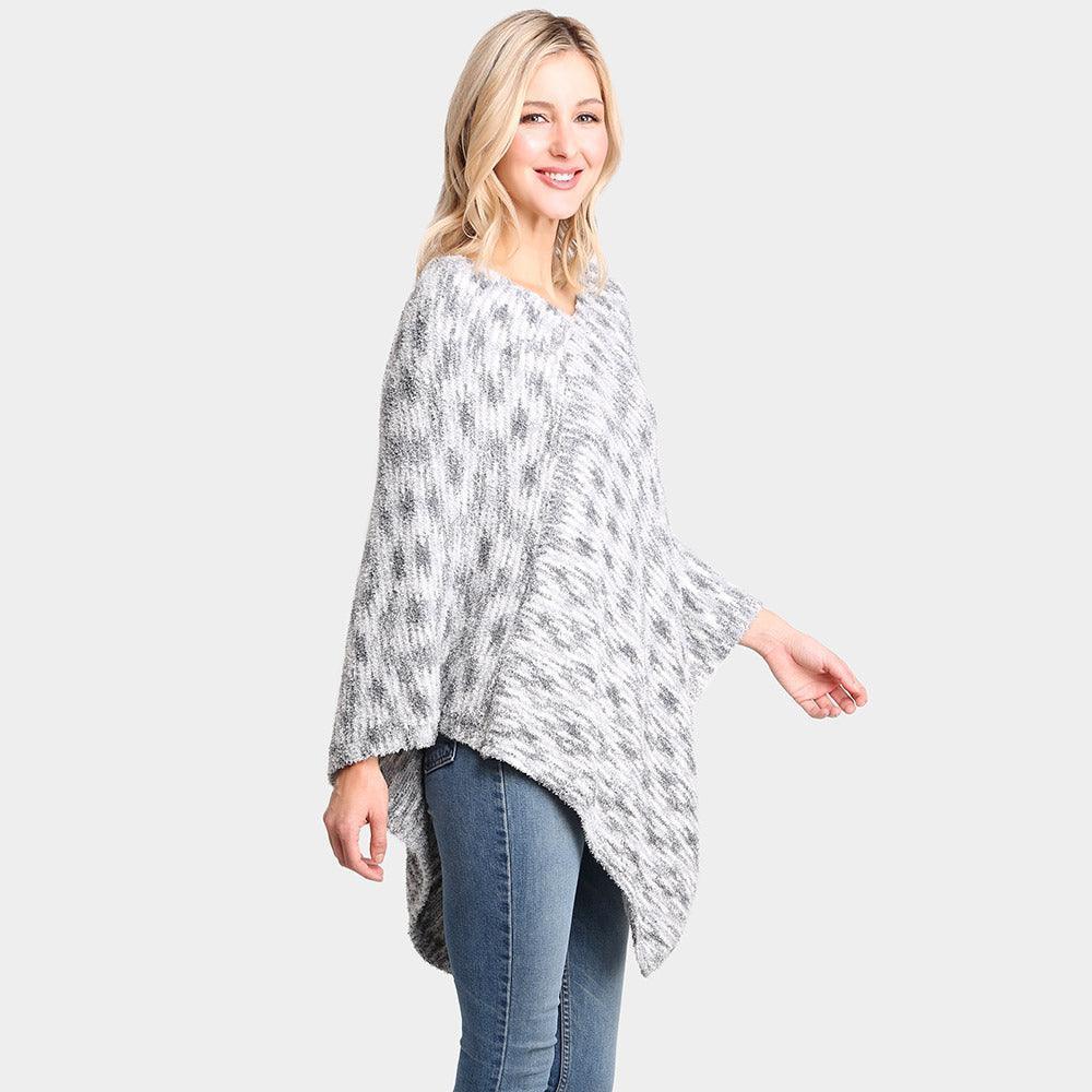 Gray Mixed Printed Soft Poncho - Jewelry Store by Erik Rayo