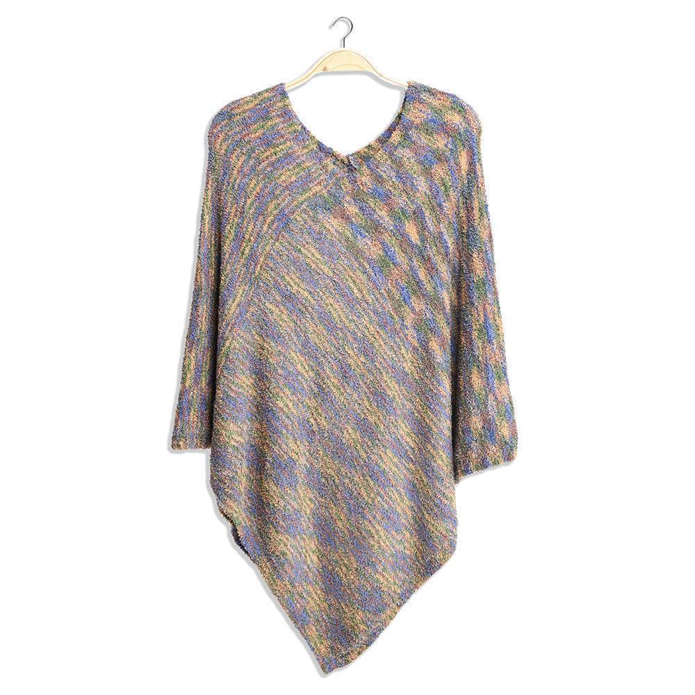 Olive Green Mixed Printed Soft Poncho - Jewelry Store by Erik Rayo