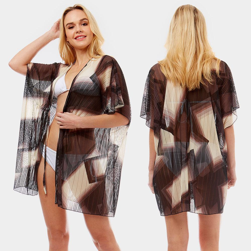 Black Abstract Square Pattern Cover Up Poncho - Jewelry Store by Erik Rayo