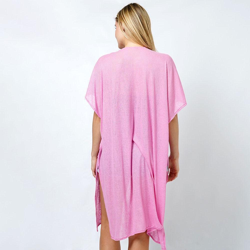 Pink Ribbed Jersey Vest Poncho With Pocket - Jewelry Store by Erik Rayo