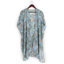 Load image into Gallery viewer, Blue Paisley Patterned Cover Up Kimono Poncho
