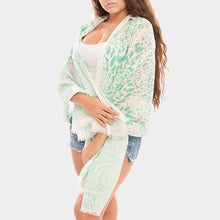 Load image into Gallery viewer, Mint Leopard &amp; paisley print spring scarf
