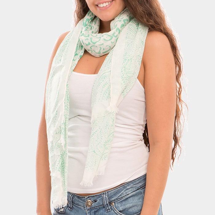 Mint Leopard & paisley print spring scarf - Jewelry Store by Erik Rayo