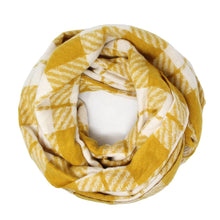 Load image into Gallery viewer, Mustard Plaid Check Infinity Scarf
