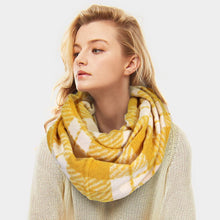 Load image into Gallery viewer, Mustard Plaid Check Infinity Scarf
