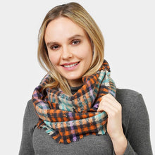 Load image into Gallery viewer, Rust Plaid Check Patterned Infinity Scarf
