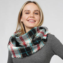 Load image into Gallery viewer, Black Plaid Check Patterned Infinity Scarf
