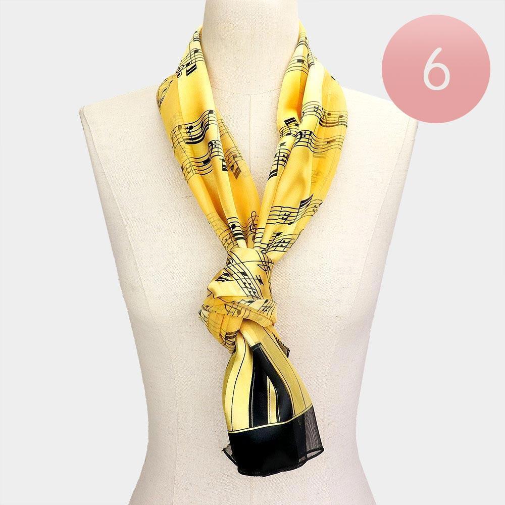 Gold 6PCS - Silk Feel Satin Striped Music Piano Key Pattern Printed scarf - Jewelry Store by Erik Rayo