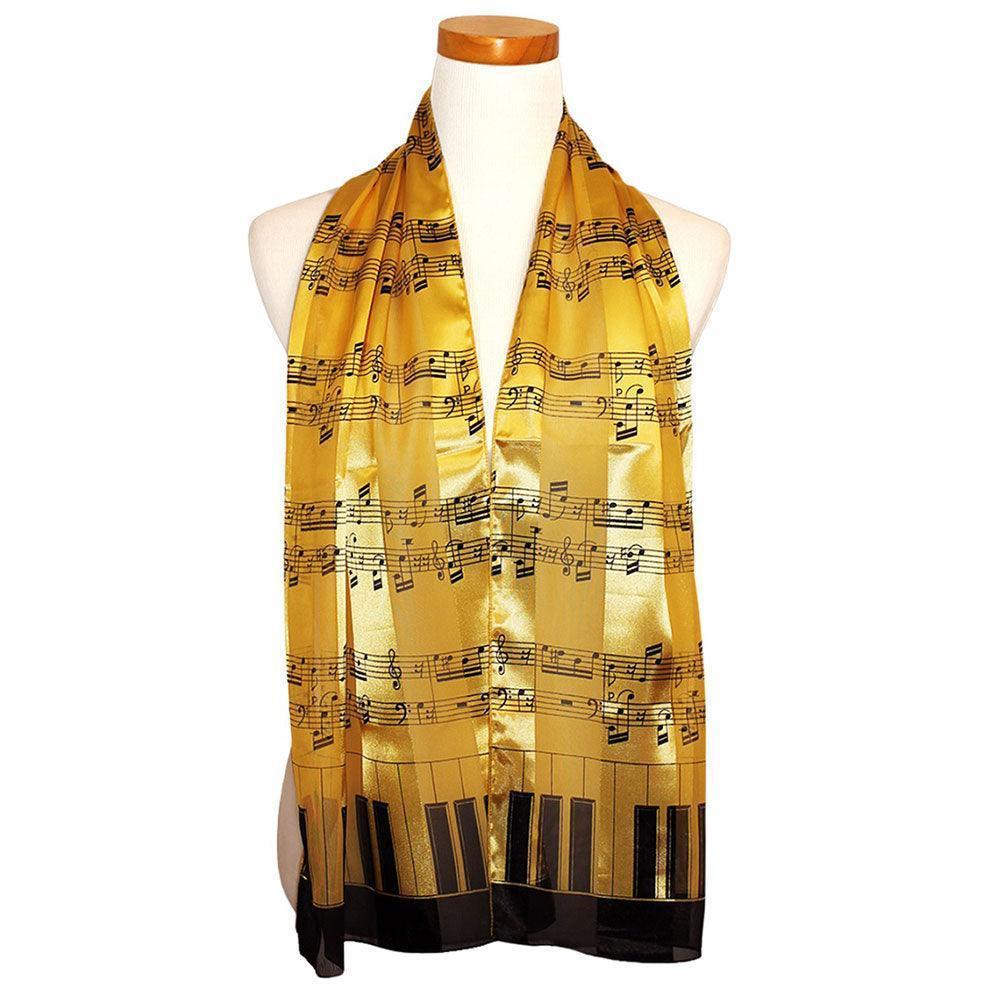 Gold 6PCS - Silk Feel Satin Striped Music Piano Key Pattern Printed scarf - Jewelry Store by Erik Rayo