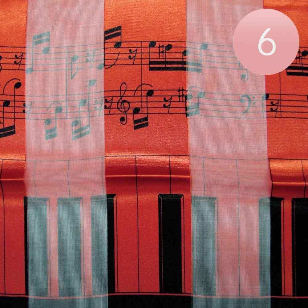 Red 6PCS - Silk Feel Satin Striped Music Piano Key Pattern Printed scarf - Jewelry Store by Erik Rayo
