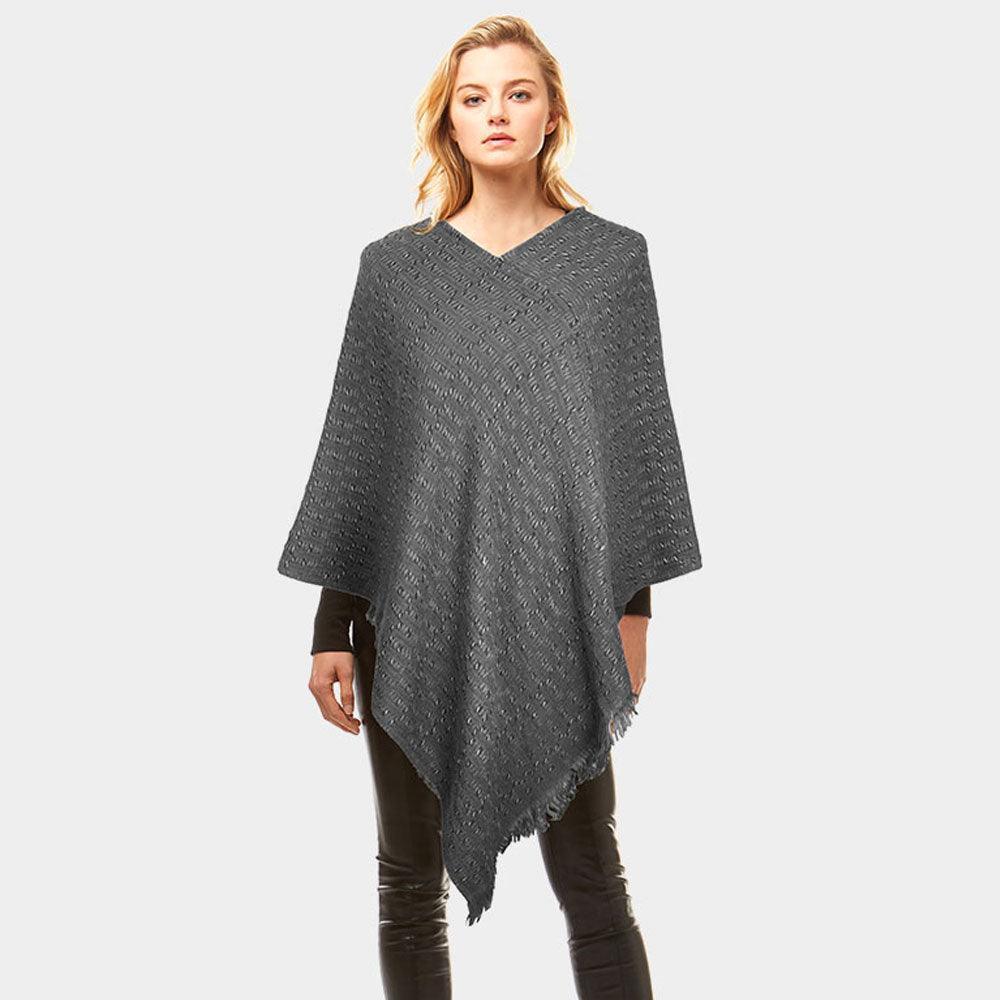 Black Solid Plaid Poncho - Jewelry Store by Erik Rayo