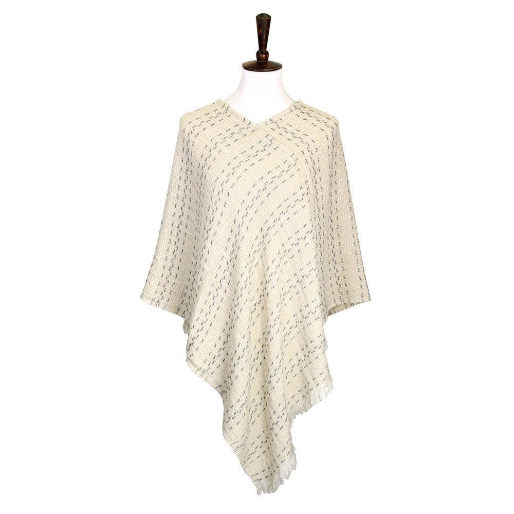 Ivory Solid Plaid Poncho - Jewelry Store by Erik Rayo