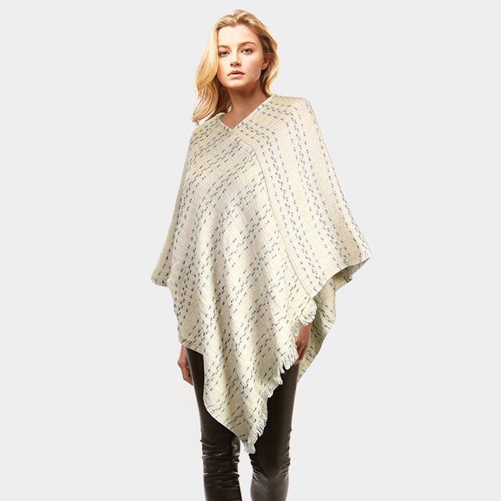 Ivory Solid Plaid Poncho - Jewelry Store by Erik Rayo