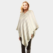 Load image into Gallery viewer, Ivory Solid Plaid Poncho
