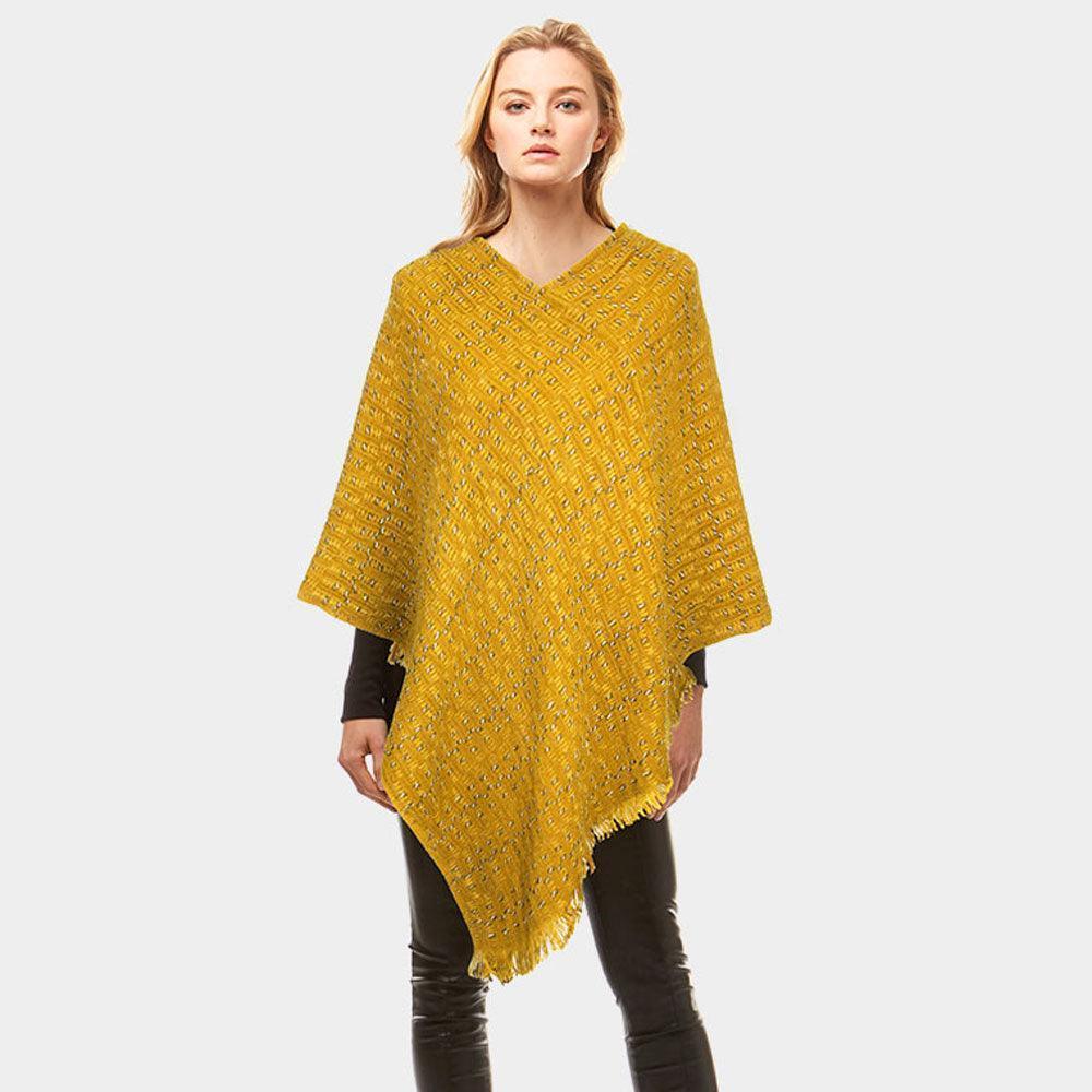 Mustard Solid Plaid Poncho - Jewelry Store by Erik Rayo