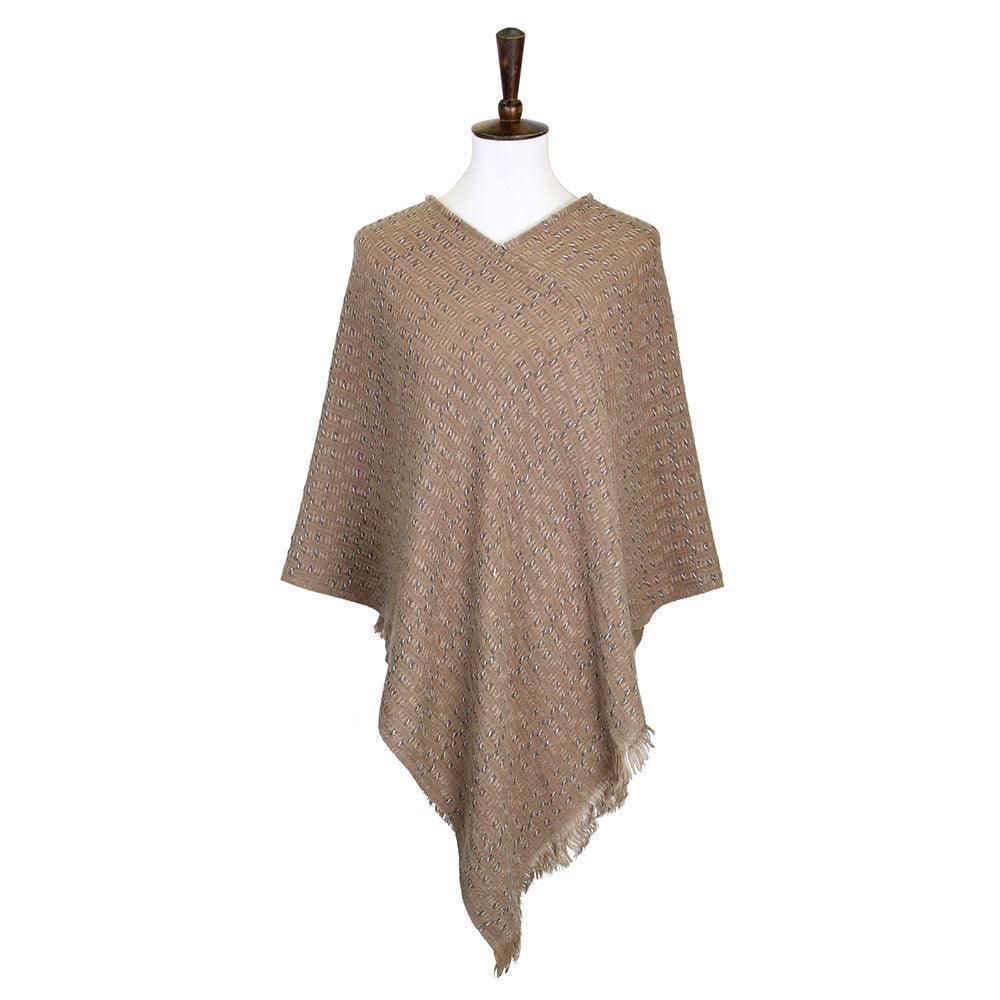 Taupe Solid Plaid Poncho - Jewelry Store by Erik Rayo
